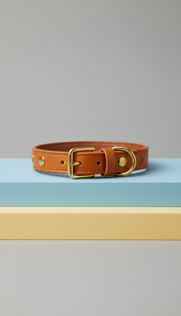 Signature Leather Collar with Brass Buckle